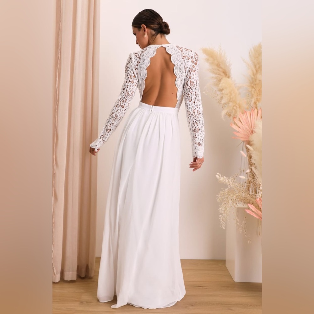 Lulus- Awaken My Love White Long Sleeve Lace Maxi Dress - Picture 5 of 11